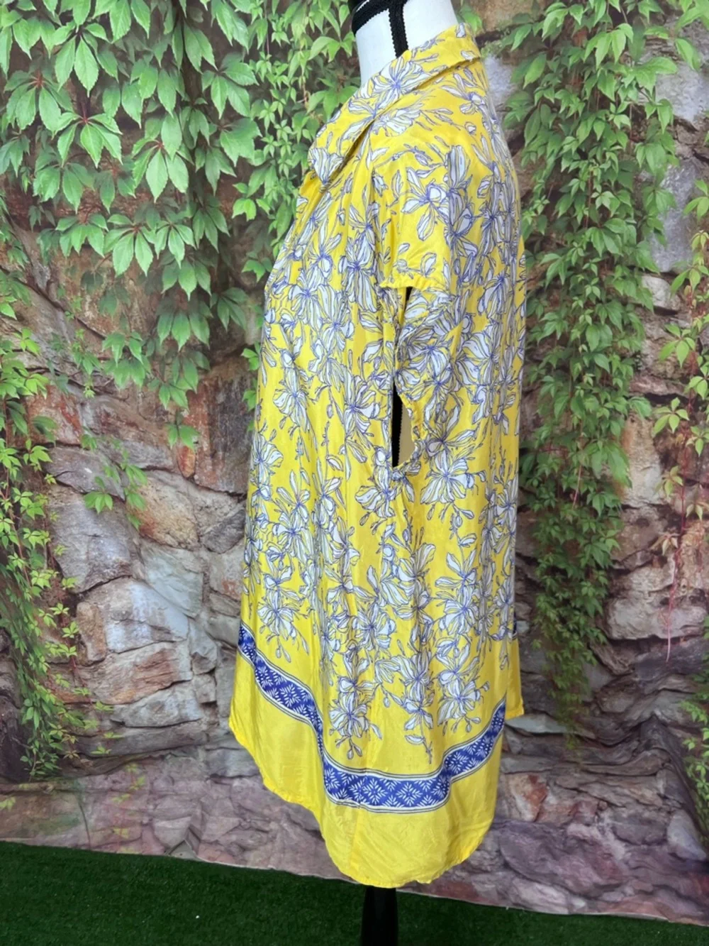 MASAI Scandi Girl Resortwear Yellow and Blue Floral Button Front Mini Dress, M - Picture 4 of 10